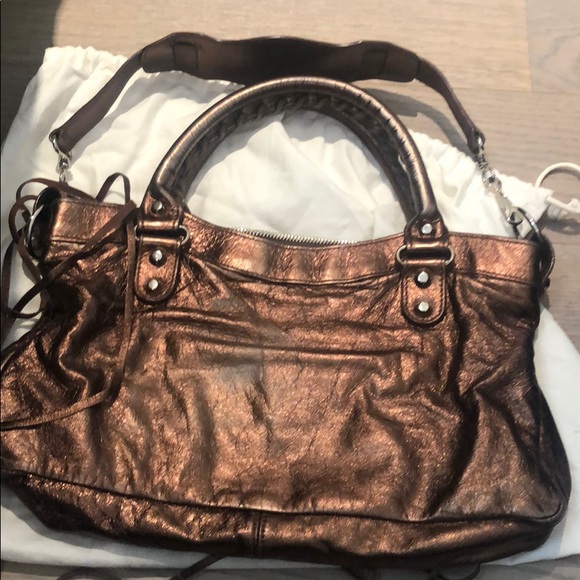 Rare Vintage Balenciaga Shimmer Brown Purse - Picture 3 of 6